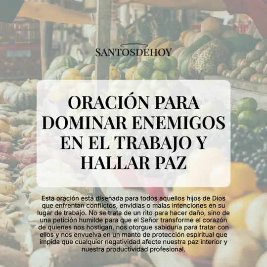 Imágen de Oración para dominar enemigos en el trabajo y hallar paz