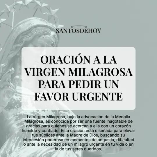 Imágen de Oración a la Virgen Milagrosa para pedir un favor urgente