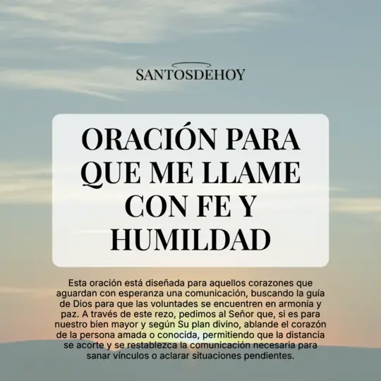 Imágen de Oración para que me llame con fe y humildad