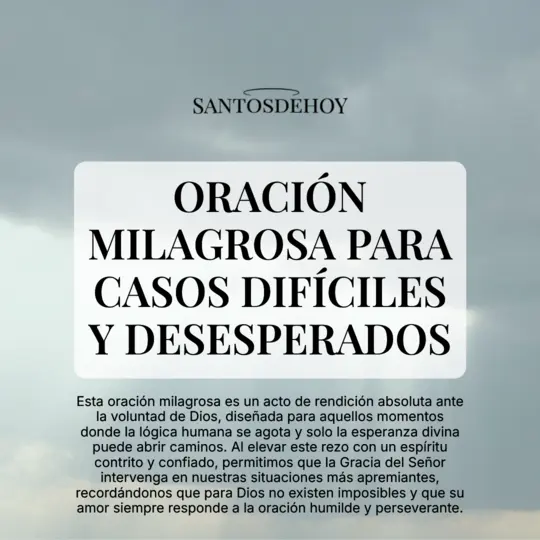 Imágen de Oración milagrosa para casos difíciles y desesperados