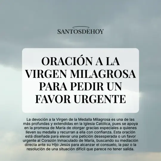 Imágen de Oración a la Virgen Milagrosa para pedir un favor urgente