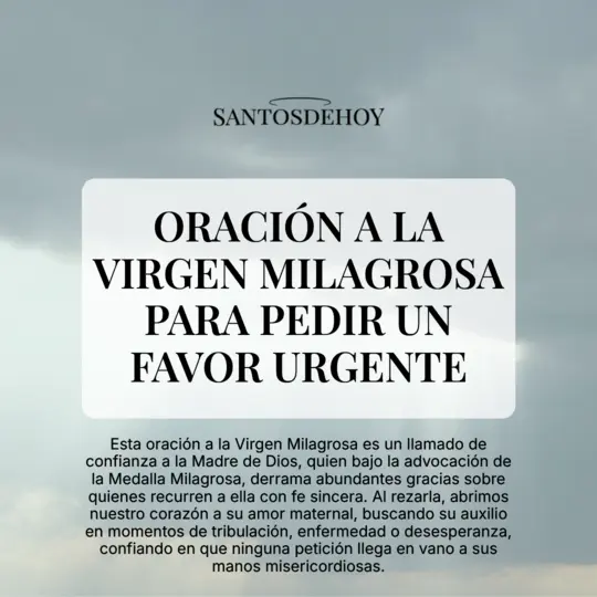 Imágen de Oración a la Virgen Milagrosa para pedir un favor urgente